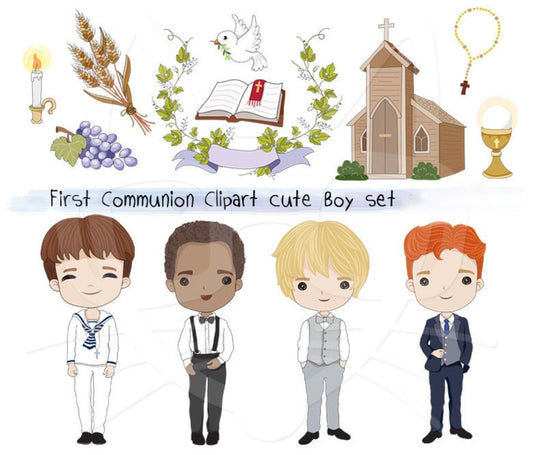 Communion boys clipart instant download PNG file - 300 dpi