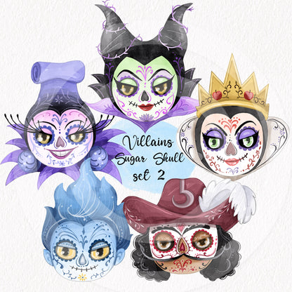 Villains sugar skull ClipArt set 2 ,instant download PNG file - 300 dpi