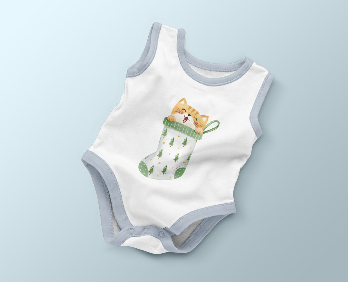 Christmas Cat Stocking clipart PNG files.