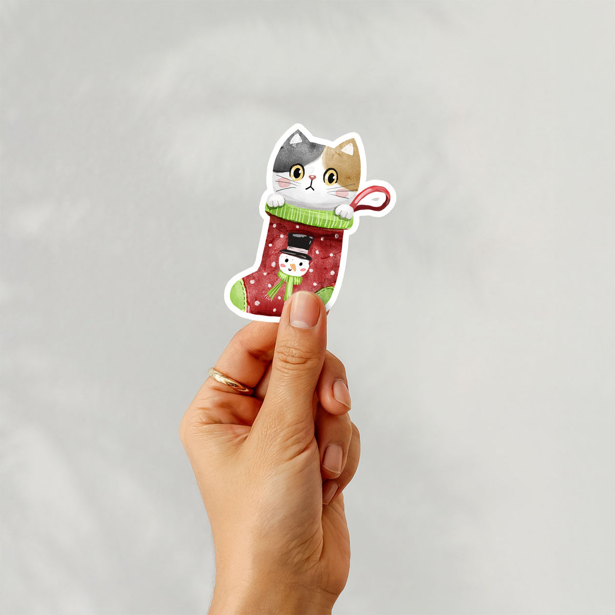 Christmas Cat Stocking clipart PNG files.