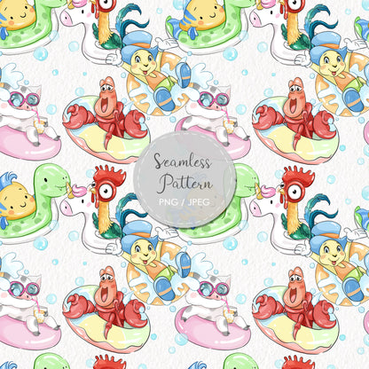 Summer party Seamless Pattern, instant download PNG , JPEG file - 300 dpi
