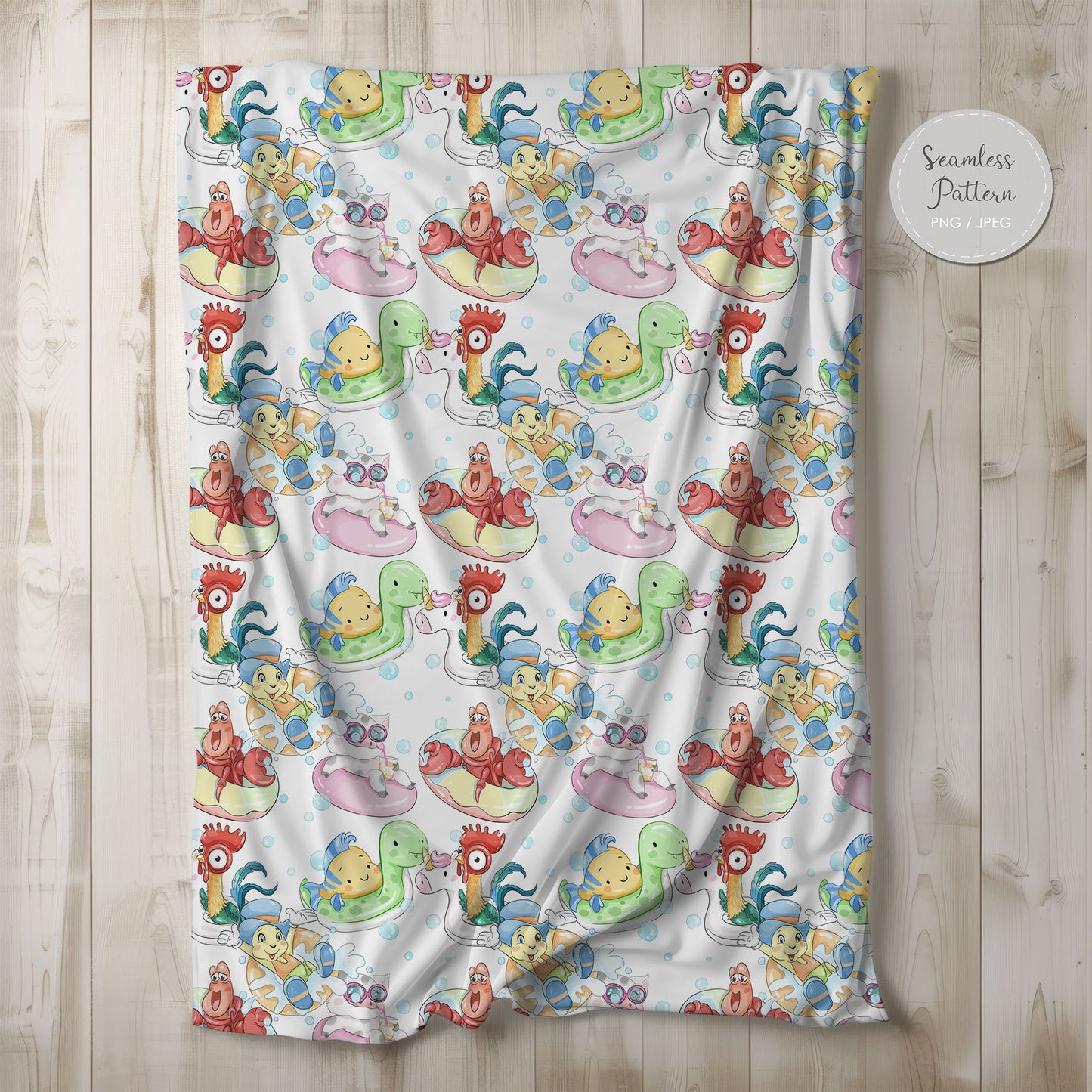 Summer party Seamless Pattern, instant download PNG , JPEG file - 300 dpi