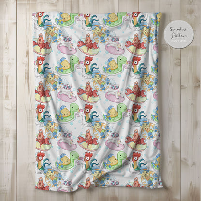 Summer party Seamless Pattern, instant download PNG , JPEG file - 300 dpi