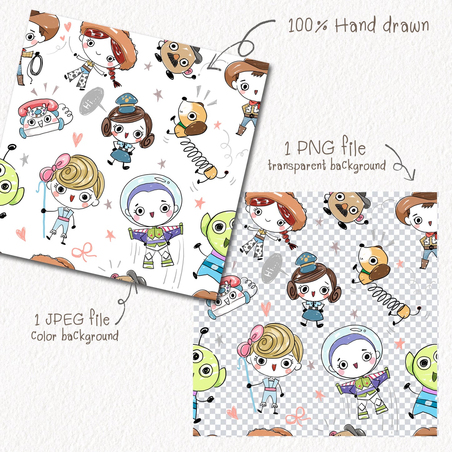 Toy Seamless Pattern, instant download PNG file - 300 dpi