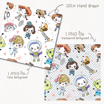Toy Seamless Pattern, instant download PNG file - 300 dpi