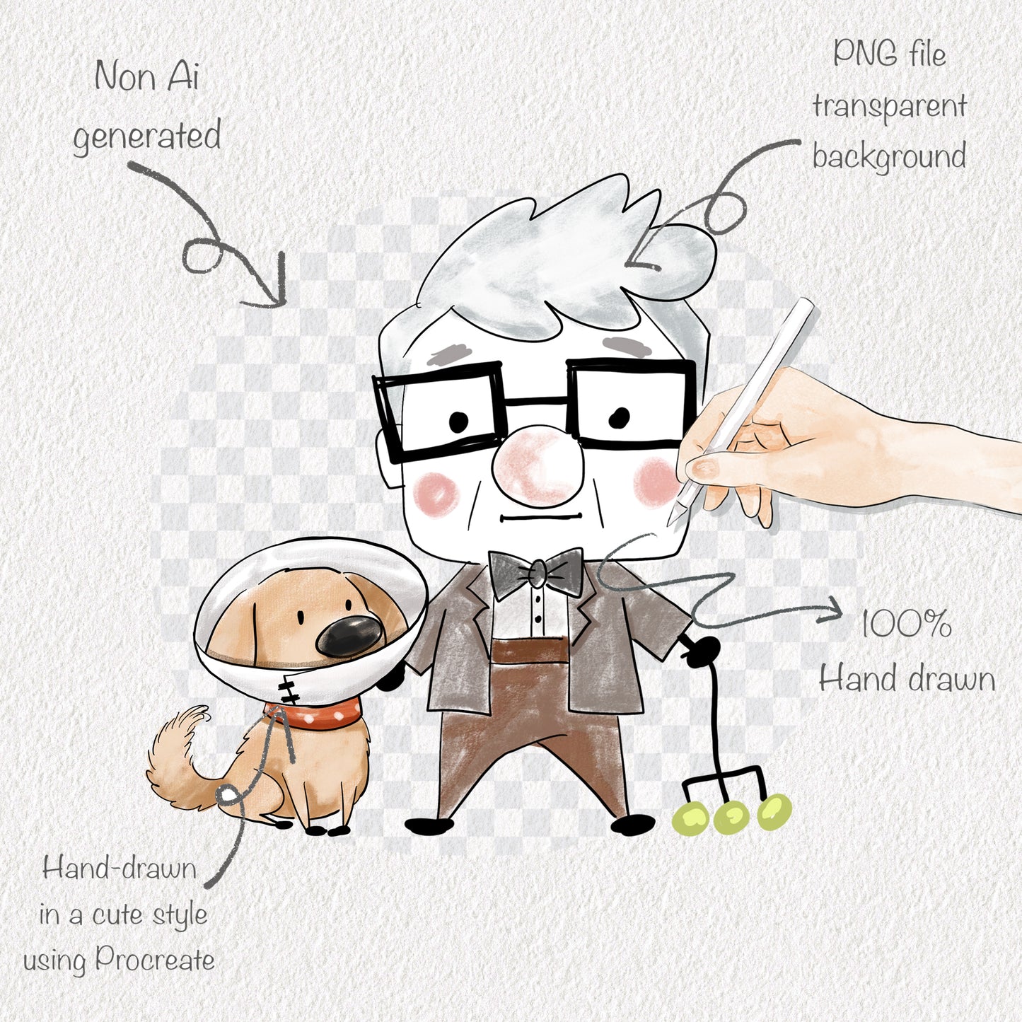 UP adventure Hand Drawn ,doodle clipart, Seamless Pattern, instant download PNG file - 300 dpi