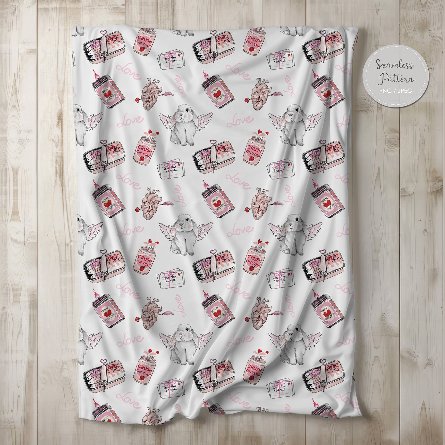 Valentine Seamless Pattern, instant download PNG file - 300 dpi