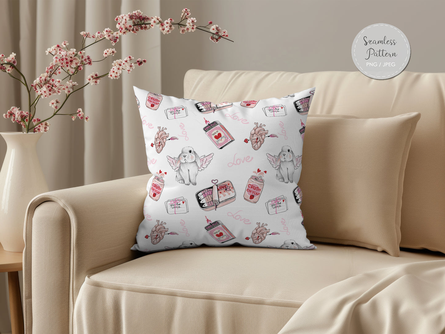 Valentine Seamless Pattern, instant download PNG file - 300 dpi