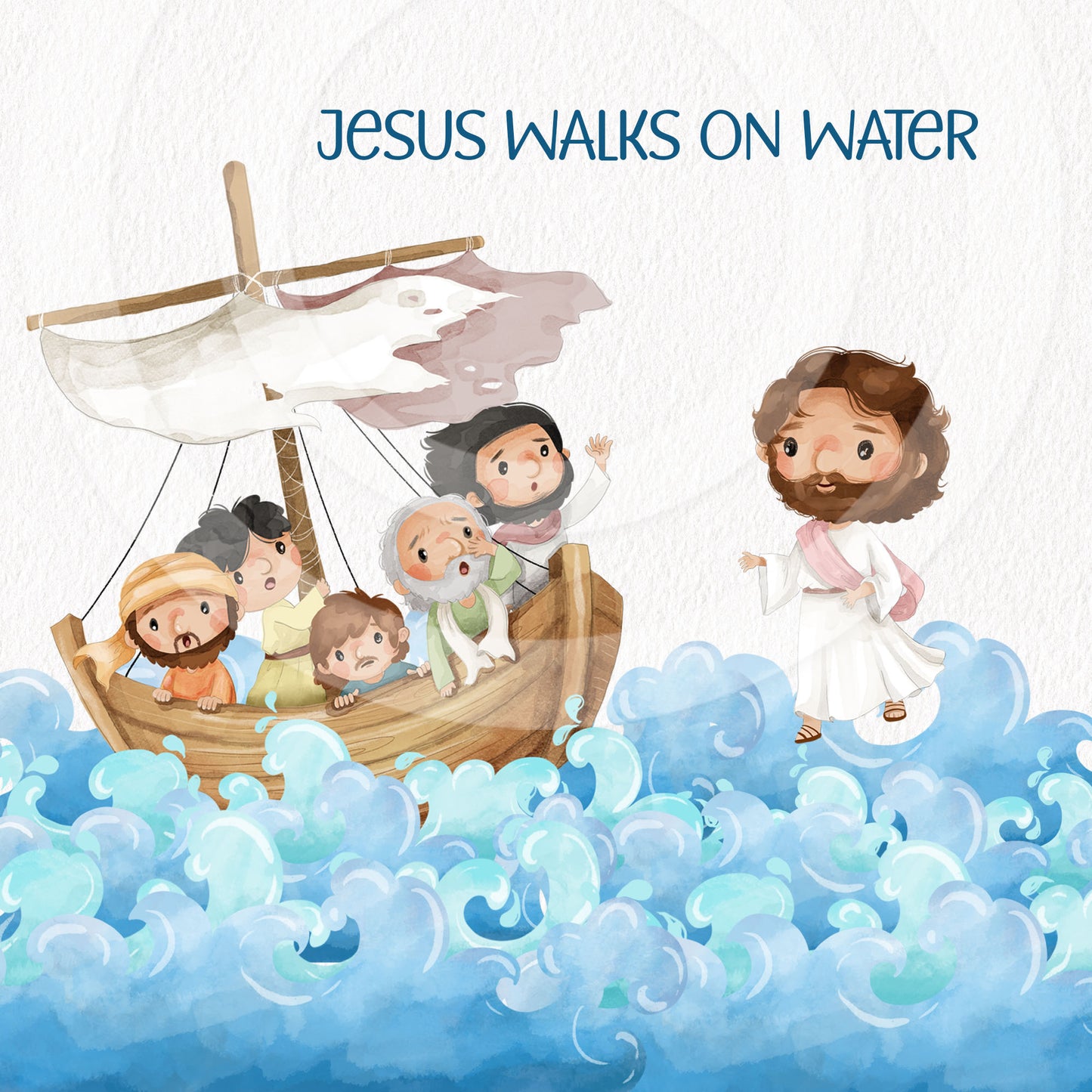 Jesus Walks on Water Clipart, Bible Characters Clipart PNG files 300 dpi.