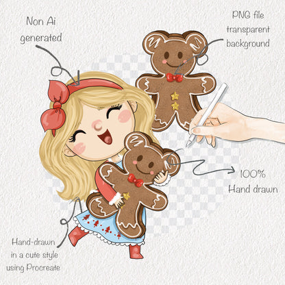 Christmas treats and girls set 1 Clipart , PNG file - 300 dpi