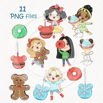 Christmas treats and girls set 1 Clipart , PNG file - 300 dpi