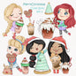 Christmas treats and girls set 2 Clipart , PNG file - 300 dpi