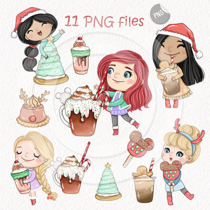 Christmas treats and girls set 2 Clipart , PNG file - 300 dpi