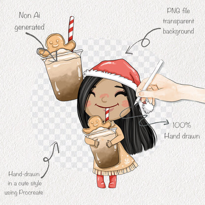 Christmas treats and girls set 2 Clipart , PNG file - 300 dpi